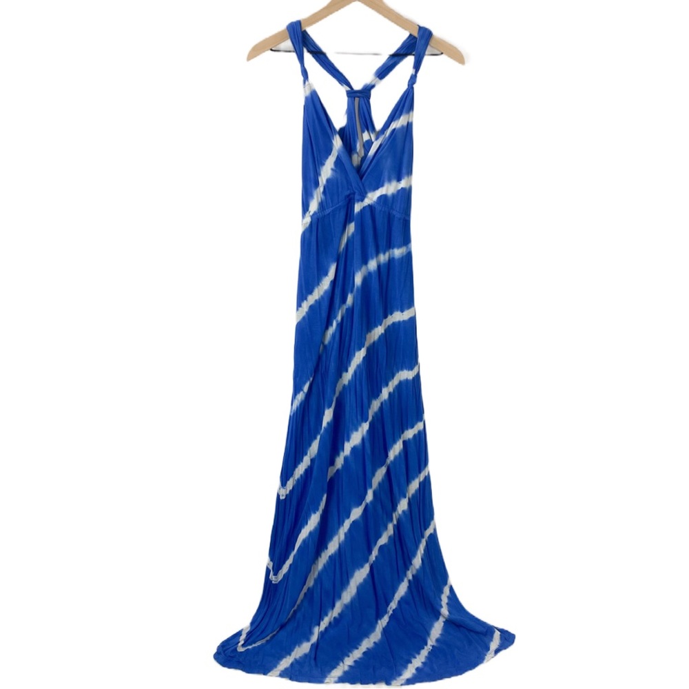 Santiki Rayon Tie-Dye Beach Maxi Coverup Dress Blue White XL #214